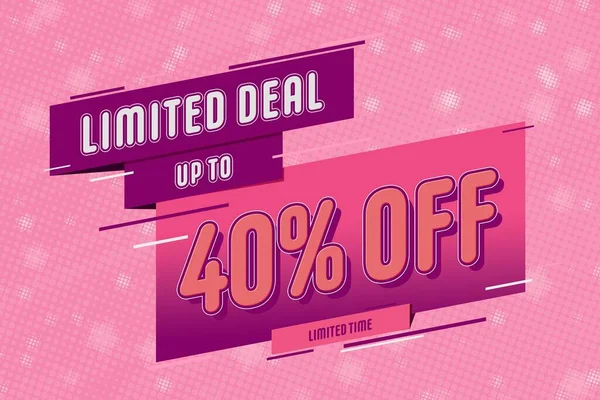 Forty Percent Super Sale Shopping Halftone Pink Banner Background Design —  Fotos de Stock