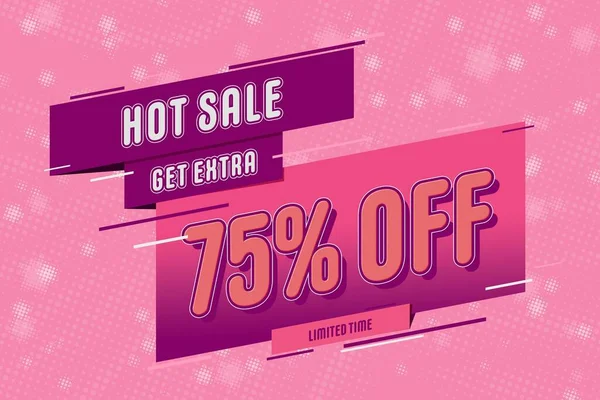 Seventy Five Percent Super Sale Shopping Halftone Pink Banner Background — Stock Photo, Image
