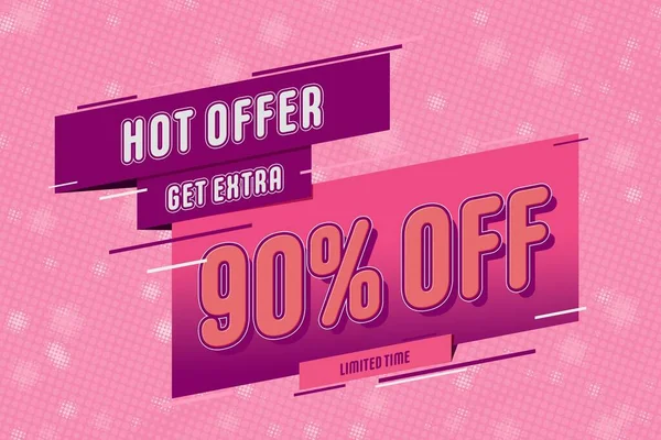 Ninety Percent Super Sale Shopping Halftone Pink Banner Background Design — Stok Foto
