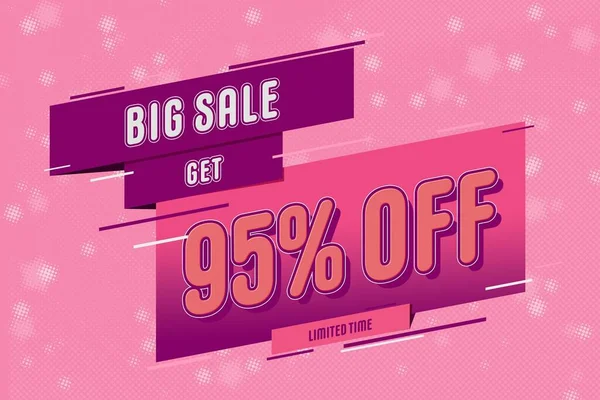 Ninety Five Percent Super Sale Shopping Halftone Pink Banner Background — Stock Photo, Image