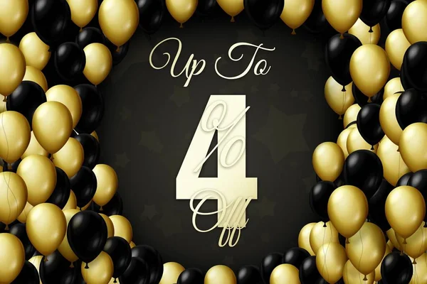 Golden and black balloons on a black background Black friday Price labele sale 4 promotion market discount percent. special tag