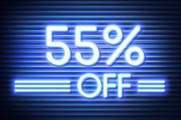 Price labele sale promotion market discount percent. shop banner Neon glow numbers 55 off