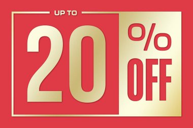 The inscription 20 percentage off on a pink gold background. Price labele sale promotion market discount percent. deal
