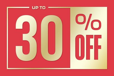The inscription 30 percentage off on a pink gold background. Price labele sale promotion market discount percent. retail business