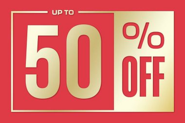 The inscription 50 percentage off on a pink gold background. Price labele sale promotion market discount percent. offer deal