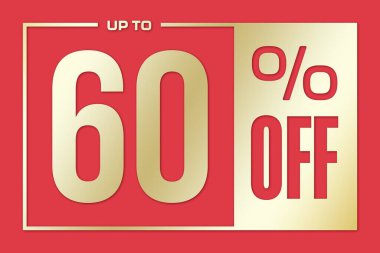 The inscription 60 percentage off on a pink gold background. Price labele sale promotion market discount percent. special tag
