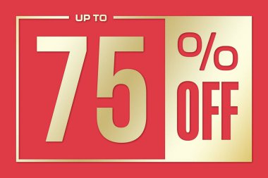 The inscription 75 percentage off on a pink gold background. Price labele sale promotion market discount percent. special template