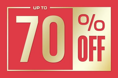 The inscription 70 percentage off on a pink gold background. Price labele sale promotion market discount percent. clearance deal
