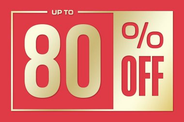 The inscription 80 percentage off on a pink gold background. Price labele sale promotion market discount percent. store special