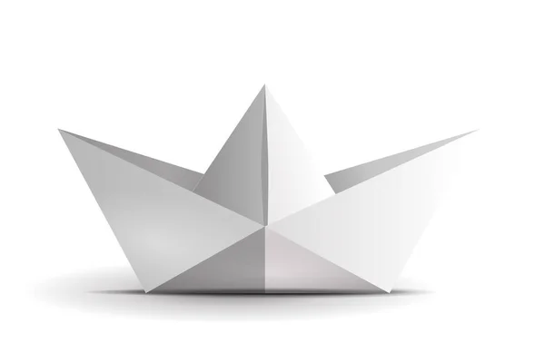 Origami Barco Símbolo Ilustração Isolado Fundo Branco Vetor — Vetor de Stock