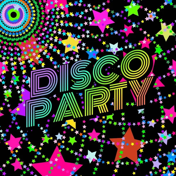 Party Stars Illustration Design Discoteca Retro Vettore Partito Sfondo Luce — Vettoriale Stock