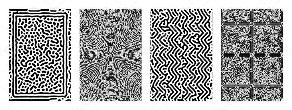 Vector abstract background bio diffusion turing pattern. black and white