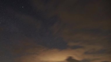 Night sky with milky way, fast moving clouds, cloudy night weather