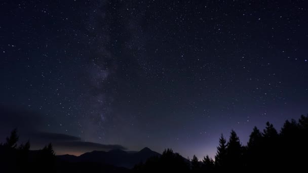 Samanyolu. Gece gökyüzündeki yıldızlar, — Stok video