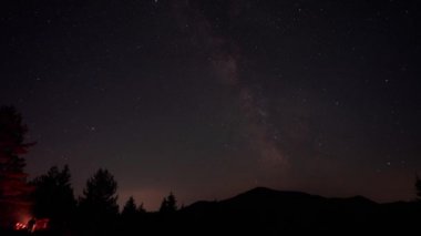 Yıldızlı güzel gece gökyüzü, Samanyolu Galaksisi, Alevler içindeki insanlar.