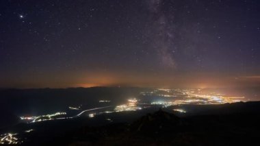 Milky Way over the city, night sky , FHD timelapse 