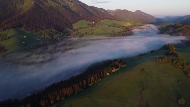 Footage Roll Aerial View Drone Flying White Clouds Dense Fog — Stock Video