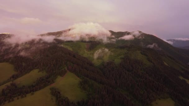 Clouds Form Forest Hilly Landscape Shortly Rain Dusk Golden Hour — Vídeo de Stock