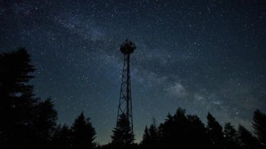 Gece gökyüzü yıldızlarla, düşen meteorlarla, uçan uçaklarla ve uydularla dolu. Samanyolu, ormandaki telekomünikasyon vericisi, Ay yükseliyor ve gökyüzünü aydınlatıyor.