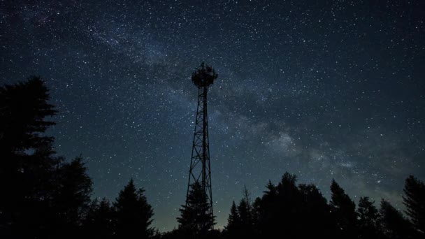 Ночное Небо Полное Звезд Падающих Метеоритов Летающих Самолетов Спутников Млечный — стоковое видео
