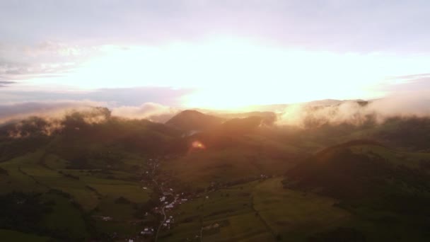 Aerial View Sunset Rural Hilly Landscape High Quality Footage — 图库视频影像