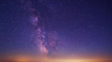 Yıldızların hızlı hareketi, Samanyolu Galaksisi. Zaman ayarlı video. Yüksek kalite 4k görüntü