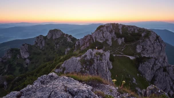 Paysage Montagne Lever Soleil Dans Les Carpates Les Premiers Rayons — Video