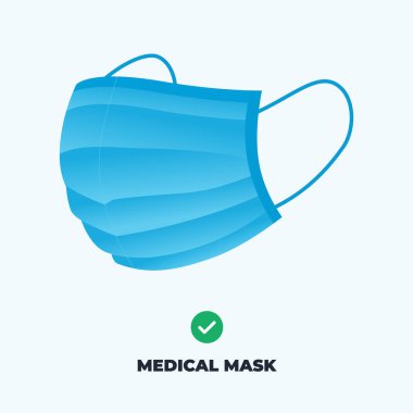 Blue medical mask. Vector illustration.