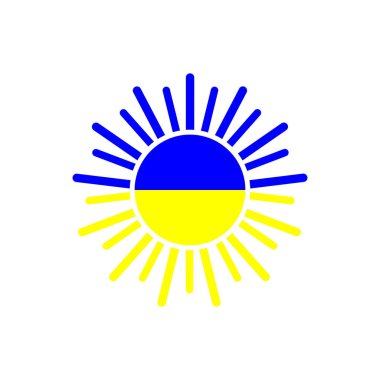 Ukrayna Bayrağı Ukrayna için dua ediyor. Ukrayna 'nın yanında duruyorum. Savaş Güneşi' ni Durdur - vektör