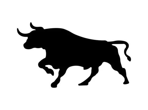 Bull Tour Silhouette Vector Bull Silhouette Icon Isolated White Background — Stockvektor