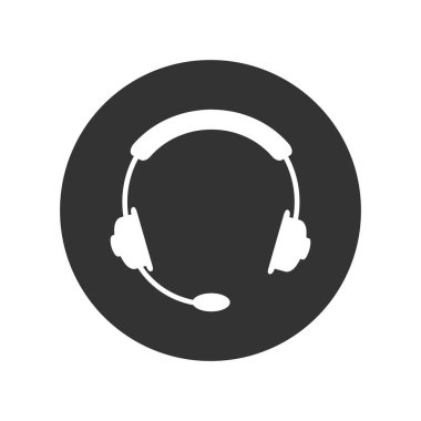 Siyah düğmedeki beyaz kulaklık simgesi - stok vektörü