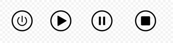 Play pause and stop button. Video audio player. Multimedia icons set. Stock vector illustration isolated on transparent for apps and webs