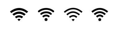  Uzaktan internet erişimi için kablosuz ve kablosuz ağ simgesi veya kablosuz ağ simgesi. Ağ Wi-Fi iş konsepti. Stock Vektör illüstrasyonu.