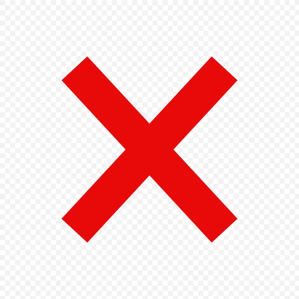 Red cross, x, on a transparent background