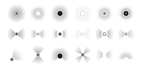 Sonar Radar Sound Waves Set Wave Sonar Radio Waves Concentric — Stockvector