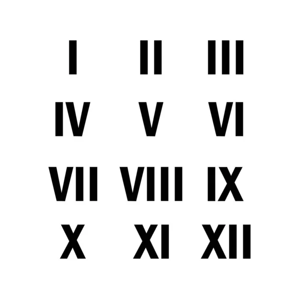 Roman Numerals One Twelve Latin Numbers Simple Flat Style Vector — Image vectorielle