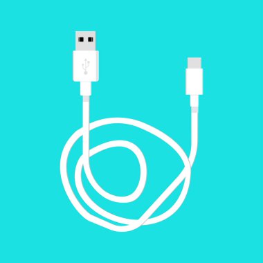 USB cord. Device charging cord. Vector design