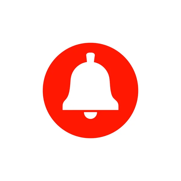 Icono Del Botón Campana Roja Campana Notificación Círculo Rojo Plantilla — Vector de stock