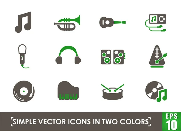 Muziek eenvoudige vector pictogrammen — Stockvector