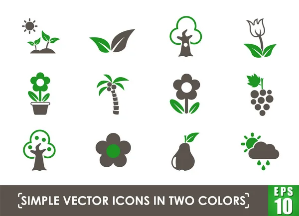 Plantes icônes vectorielles simples — Image vectorielle