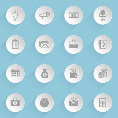 Hafif kağıt çemberler üzerinde iş web simgeleri