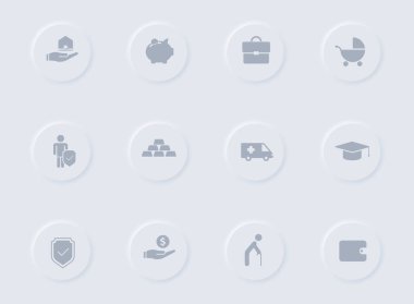 yuvarlak lastik düğmelerde gri vektör simgeleri