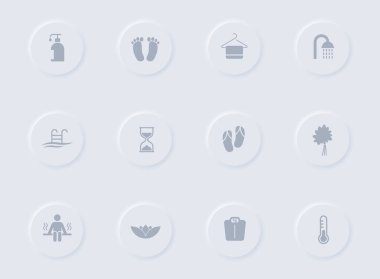 yuvarlak lastik düğmelerde sauna gri vektör simgeleri