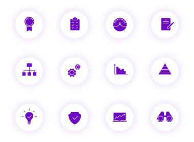 veri analizi, yuvarlak üzerinde mor renk vektörü simgeleri
