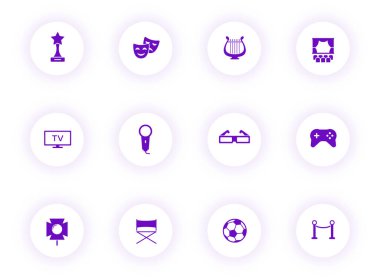 eğlence mor renk vektörü simgeleri düğmeler üzerinde