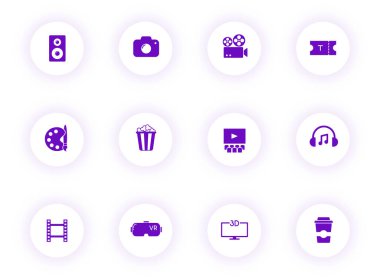 eğlence mor renk vektörü simgeleri düğmeler üzerinde