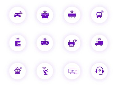 Düğmeler üzerinde mor renk vektörü simgeleri