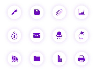 düğmelerdeki ofis mor renk vektörü simgeleri