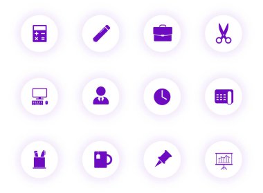 düğmelerdeki ofis mor renk vektörü simgeleri