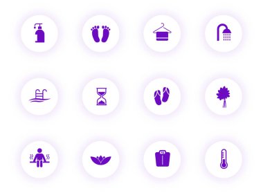 düğmelerdeki sauna mor renk vektör simgeleri